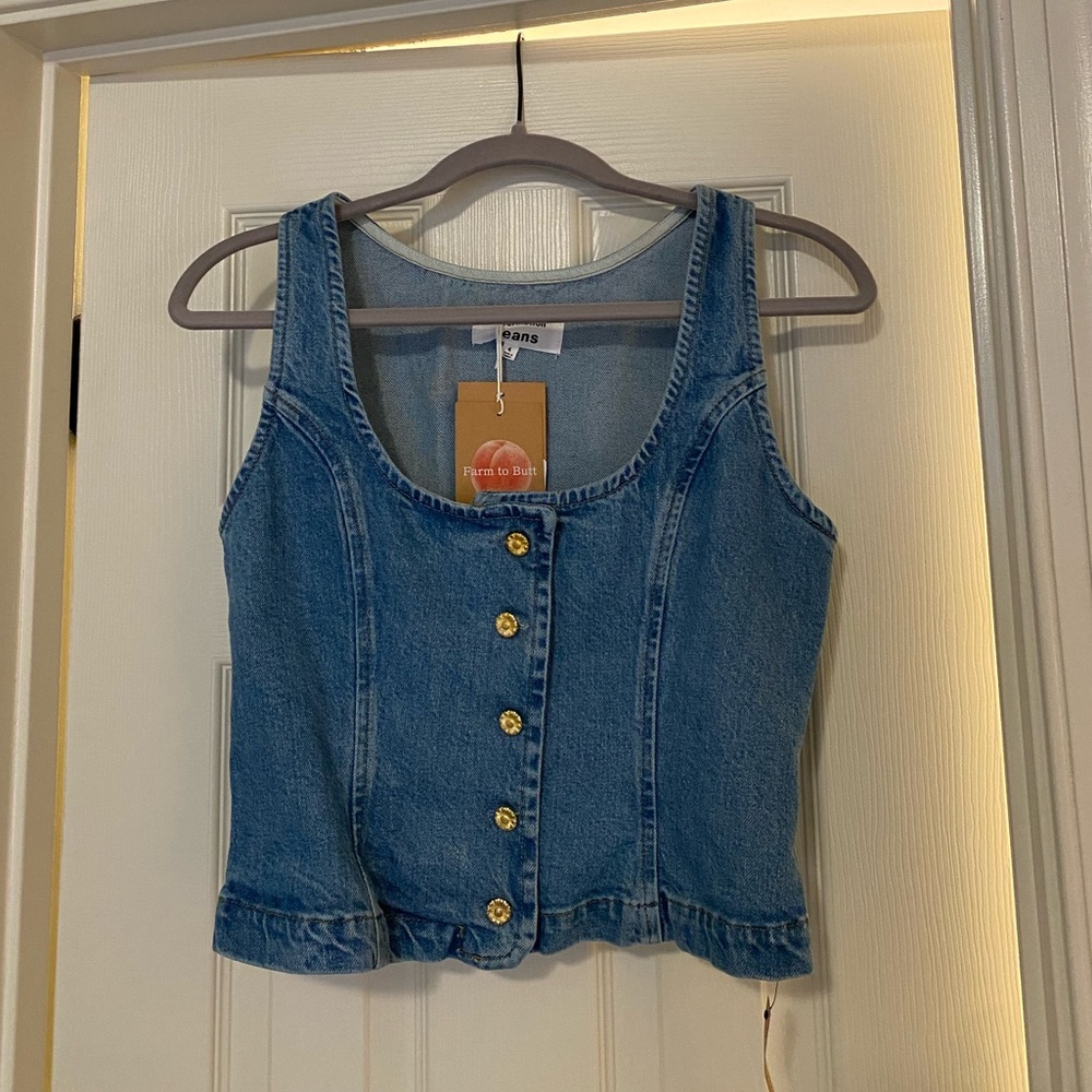 reformation tai denim top